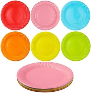 FANTESI Colorful Party Paper Plates, 30 Pack 7 Inch Picnic Round Dessert Disposable Chafing Dish and Make DIY Painting Supplies for Birthday