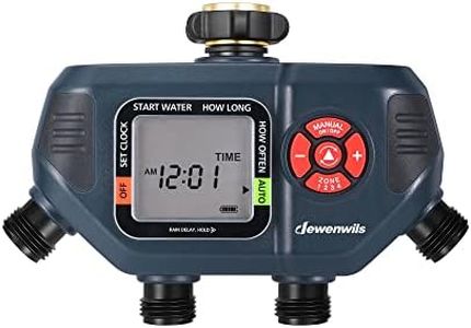 DEWENWILS Sprinkler Timer 4 Zone, Water Timer for Garden Hose with Rain Delay/Manual/AUTO Irrigation, Programmable Outdoor Faucet Hose Timer for Yard, Lawn