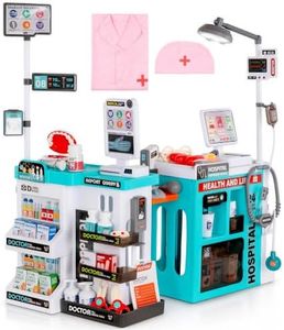 Kiddokidz Kids Doctor Playset Medical Station, Pretend Hospital Toy with Dentist, Pharmacy & Checkout Counter, Doctor Kit with Medical Accessories, Educational Role Play Toy for Toddlers, Pink