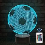 Soccer 3D Night Light for Kids, Football Optical Illusion LED Lamp,16 Colors Changing Remote Control Sport Fan Room Decoration Xmas Birthday Gift for Teen Boy