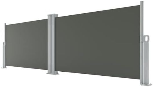 GarveeLife 71''x236'' Double Side Awning, Retractable Side Awning with 280g Polyester Fabric, Rainproof and UV-Proof Folding Privacy Screen Privacy Fence, for Deck, Patio, Pools, Grey