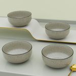 The Earth Store Glossy Grey Marble Bowl Set of 4 - Multipurpose Snack Bowls, Dishwasher & Microwave Safe Bowl, 500 ML Each