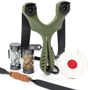 SimpleShot Axiom Ocularis Slingshot with Clay Ammo, Target, and Two Bands for Professional Hunting Target Marksmanship Shooting (Green)