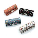 HUELE 4 Pcs Ladies Floral Lipstick Case Holder with Mirror Organizer Bag for Purse Cosmetic Storage Kit Makeup Travel Cases