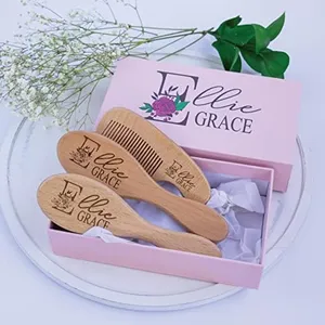 Personalized Wooden Baby Brush Set | Wooden Baby Brush and Comb Set| Personalized Baby Gift | Personalized Baby Gift Girls Girls | Floral Initial