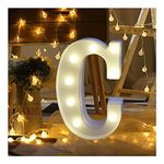 Hotsellhome LED Alphabet Letter Lights Light Up Warm White Night Light Plastic Letters Numbers Standing for Home Party Bar Wedding Festival Birthday Decorations Xmas Gifts (C)