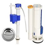 ELEGANT CASA Complete Toilet Repair Kit with 10-Inch Dual Siphon Flush Valve, 6-10 Inch Universal Fill Valve & 55mm Round Push Button, Water-Saving for Single Piece Commode, ABS Material, 1 Set