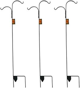 BestNest Erva Double Offset Shepherd Hooks, Black, 7' 8" H, Pack of 3