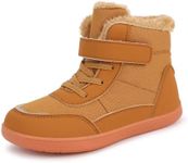 FOGOIN Boys Girls Winter Boots Kids Fur Lined Ankle Snow Boots Childrens Warm Walking Shoes Outdoor 9UK Child,Brown