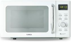 Tower T24041WHT Digital Microwave with Sleek Mirror Door, 800W, 20L, White & Chrome