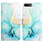 COTDINFOR Compatible with iPod Touch 7 Case Flip Wallet Cover Marble PU Leather Magnetic Strap with Card Slots Shockproof Protective Phone Case For iPod Touch 5/6 / 7 Shell Marble Green YB.