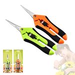 CIOUYAOS 2pcs Pruning Shears, Straight Tip Garden Secateurs, Stainless Gardening Trimming Scissors, Steel Hand Pruners Snips Clippers for Florist Flower Harvesting Fruits Vegetables Plants