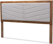 Baxton Studio IDEN Modern and Contemporary Light Grey Fabric Upholstered and Walnut Brown Finished Wood King Size Headboard (192-11541-AMZ)