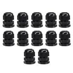 Pack of 12 Black 20mm Nylon Cable Glands, Suitable for 6-12mm, M20 Thread IP68 Gland Connectors - AVARTEK (Black)