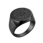 Valily Seal of The Seven Archangels Ring Black for Men Stainless Steel Amulet Jewelry Talisman Prayer Signet Ring Size 9