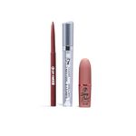 W7 Lip Gloss Wand Set - 3Pcs Set - Lipstick, Lip Liner & Gloss - Nude