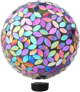 Lily's Home Colorful Mosaic Glass Gazing Ball, Designed with a Stunning Holographic Petal Mosaic Pattern to Bring Color to Any Home and Garden, Silver & Purple (10 Inches Dia.)