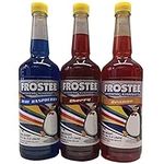 Snow Cone Syrup Shaved Ice Bottles (3-Pack) | Blue Raspberry, Orange and Cherry | 3 X 1 Liter Bottles | Makes up to 96 Snow Cones.