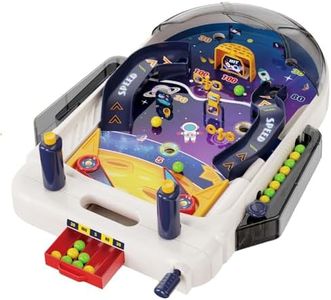 OLEOCA Tabletop Pinball Machine — Space Board Game with Obstacles, Pull-Rod Launcher, Two-Hand Controls, Ball Storage Tray, 1-2 Player Arcade Games for Kids Ages 3+