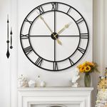 Mee 2ou Extra Large Wall Clock - 100CM Non Ticking Metal Wall Clock Roman Numerals Vintage Silent Wall Clock Battery Operated Decorative Wall Clocks For Living Room, Bedroom, Kitchen Decor