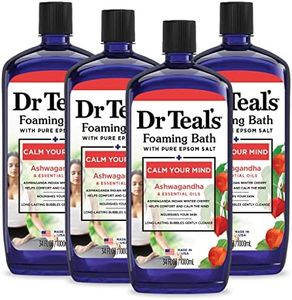 Dr Teal's Foaming Bath with Pure Epsom Salt, Ashwagandha, 34 fl oz (Pack of 4) (Packaging May Vary)