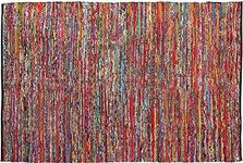 Cotton Multi Chindi Hand Woven Rugs 36X60 Inch Multi Color Chindi Rag Rug - 3x5 Feet Rectangle Bohemian Colorful Area Rug - Recycled Hand Braided Rugs- Biodegradable