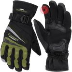 Oumurs Winter Motorcycle Gloves, Rainproof Waterproof Riding Gloves with Touchscreen, Motorcycle Winter Gloves for Men, for Riding, ATV, UTV, Snowmobile - Green, XL
