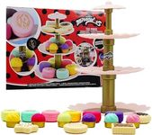 Miraculous Ladybug Macaron Stand Play Set, Pretend Role Play Toy with Cake Stand & Accessories - Includes Biscuits, Donuts, Macarons, Cupcakes - Kids Macaroon Pretend Play Kitchen Set