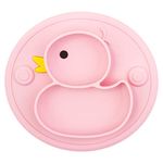 Qshare Baby Suction Plate, Toddler Silicone Divided Non Slip Placemat, Fit for High Chair Tray, BPA-Free Dishwasher & Microwave Safe Kid Travel Portable Feeding Plate, Best Baby Gift 22 * 20 * 2.5cm