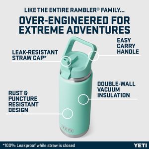 YETI Rambler 26 oz Straw Bottle – Stainless Steel, Seafoam, Leakproof