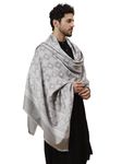 tweedle Men’s Ethnic Barfi Design Grey Shawl/Stole, Soft, Reversible Wrap for Gents (40 x 80 Inches)