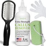 Dr. Entre's Callus Remover Kit for Feet: 8oz Callus Remover Gel, Foot File, Pumice Stone, 5 Glove Pairs for Gel Application, Pedicure Tools, Scrubber