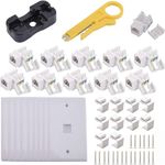 32 Pack Cat6 / RJ45 Keystone Jack Set; 10Pcs Cat6 RJ45 Keystone Module Connector with Keystone Punch-Down Stand + 10Pcs 1 Port Keystone Jack Wall Plate + 10Pcs Keystone Jack Inserts