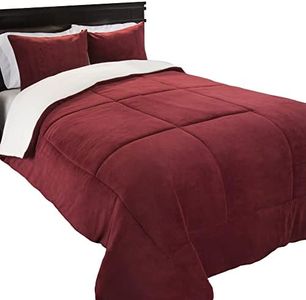 Lavish Home 3 Piece Sherpa/Fleece Comforter Set - F/Q - Burgundy