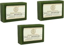 Khadi Natural Pure Neem Soap | Herbal Bathing Soap for Acne | Natural Soap with Essential Oils | Anti-Bacterial Soap | Suitable for All Skin Types, Pack of 3 | (125gm *3) (375gm)