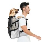 Pawaboo Dog Backpack Carrier, Dog Carriers for Small Medium Breed -Adjustable & Breathable Mesh- Puppy Backpack Carrying with Chest Waist Belt, Ergonomic Dog Backpack for Hiking Travel Camping, M