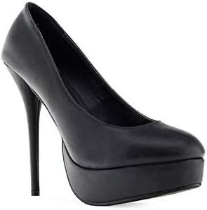 Andrés Machado - Décolleté Particolari in Similpelle Nera per Donna/Ragazza con Tacco di 14,0 cm, Plateau e Punta Tonda - Tacchi Alti - AM453 – Nero, dalla Taglia EU 34