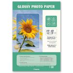 Pikapoka 13x19 Glossy Photo Paper for Inkjet Printer, A3+ Big Photo Paper, Super B Size Full Sheet, 100 Pack, 200gsm/52lb,