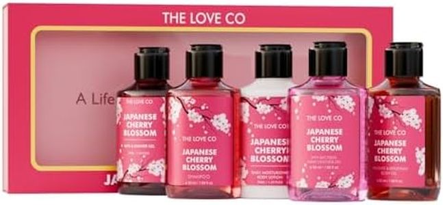 THE LOVE CO. Japanese Cherry Blossom Gift Set for Women | Bath & Body Care Kit with Body Wash, Body Lotion, Shampoo, Body Oil & Hand Sanitizer | Floral Fragrance Birthday & Anniversary Gift Hamper | Pack of 5