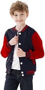 DGSYSHML Kids Baseball Jackets Boys Girls Team Uniform Varsity Jacket Everyday Casual School Cotton Classic Clothing (Navy blue,15-16 years)