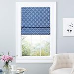 Exclusive Home Montague Trellis Total Blackout Roman Shade, 23"x64", Indigo