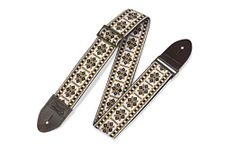 Levy's 2" Vintage Hootenanny Jacquard Weave Guitar Strap With Garment Leather Backing, Distressed Leather Ends, And Antique Brass Tri-glide Adjustment. (M8HTV-07)