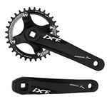 FOMTOR Single Speed Crankset, Bike Crank Arm Set 170mm 104 BCD Road Bike Crankset, Mountain Bike Narrow Wide Tooth Chainring 32T, for MTB BMX Mountain Road Bicyle, Black