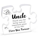 I Love You Uncle Acrylic Puzzle Sign,Gifts for Uncle from Nephew Niece,Uncle Birthday Gifts Ideas,Desk Decor Gift,Uncle Puzzle Piece Gift,Gift for The Best Uncle,Birthday Gifts for Uncle,19