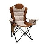 SunnyFeel Camping Chair with Armrest, Side Pouch & Cooler, Oversized Padded Backpacking Chair with Cup Holder & Storage Bag, Outdoor Portable Hiking & Lawn Chairs for Adults(Brown)