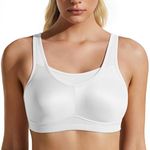 WingsLove High Impact Sports Bras for Women Seamless Full Coverage Non Padded High Neck Woukout Bra(White,36DD)