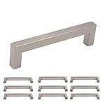 homdiy 10 Pack Brushed Nickel Cabinet Handles 5 inch Modern Square Cabinet Pulls Brushed Nickel Drawer Pulls Cabinet Door Handles for Kitchen Bathroom