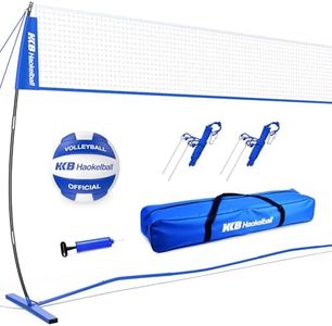 Haokelball Volleyball Net Set for Backyard Beach Outdoor, 20FT Portable Freestanding Volley Ball Nets for Indoor Training and Pool, Heavy Duty Netting with Carry Bag, Ball and Pump