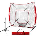 Baseball Net Set LIBERRWAY 7x7 ft Softball and Batting Net with 12 Count Baseballs, Adjustable Batting Tee & Caddy, Strike Zone, Baseball Hitting Practice Net for Adult Sport Youth Baseball Backyard