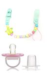 Lilz Caress Baby Soother With Chain 1Pcs Baby Pacifier Clips Children For Baby Present Baby Clip Nipple Clips Newborn Dummy Holder For Teethers(Pack Of 1)Soother(Multicolor)Dl-01114